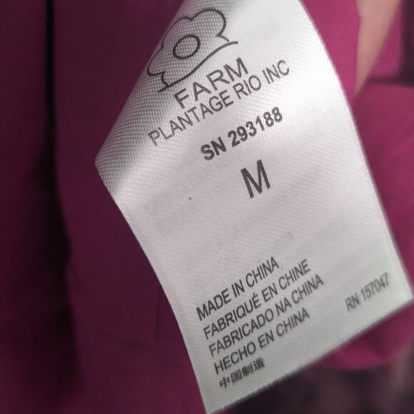 Farm Rio Pink Wild Bananas Print Ruffled Cotton Midi Dress New with Defect M - Picture 10 of 13